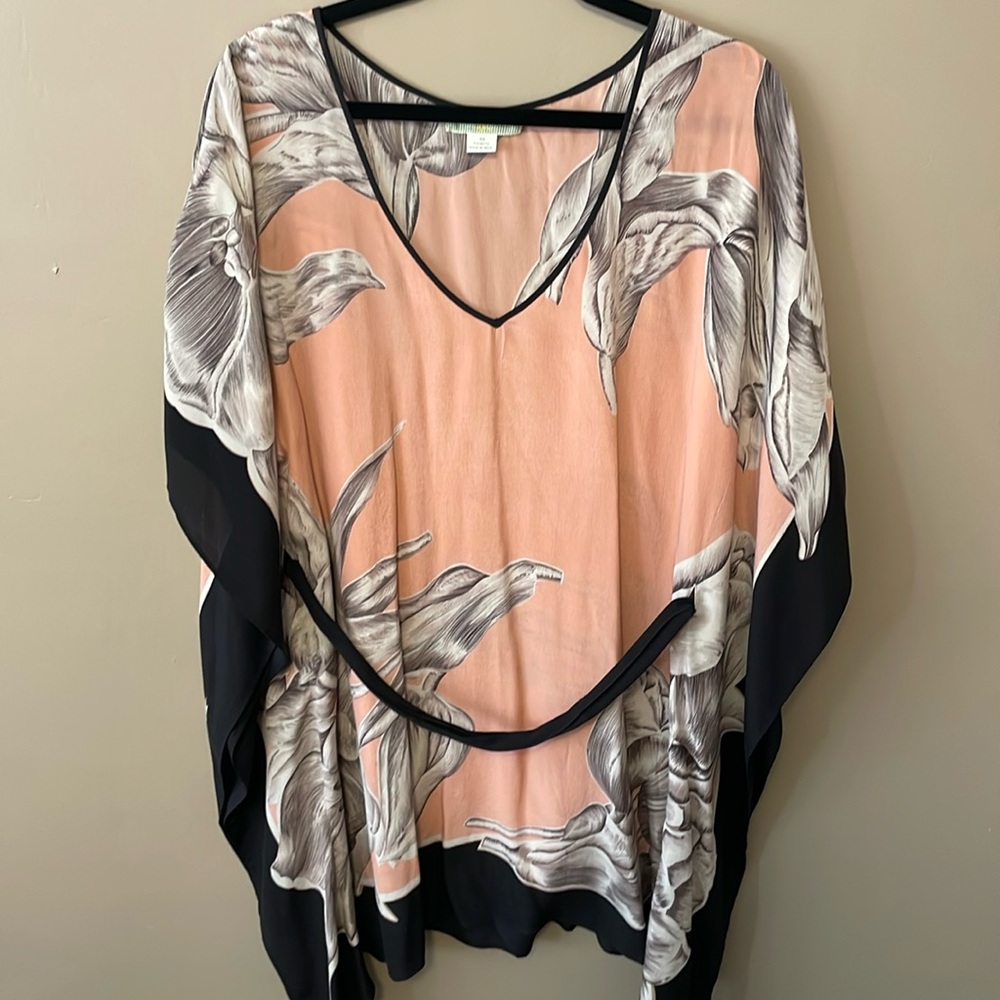 Silk Floral Print Tunic Top